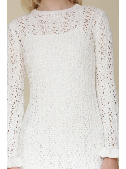 Crochet Cotton Ruffle Trim Mini Dress